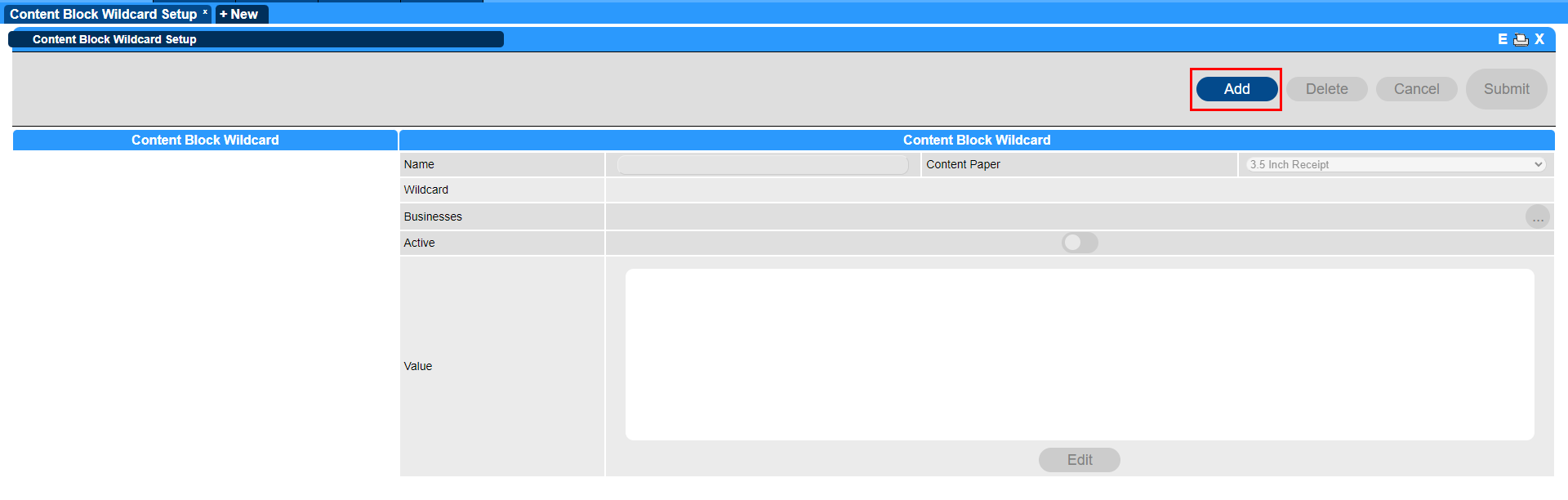 Content Block Wildcard Setup